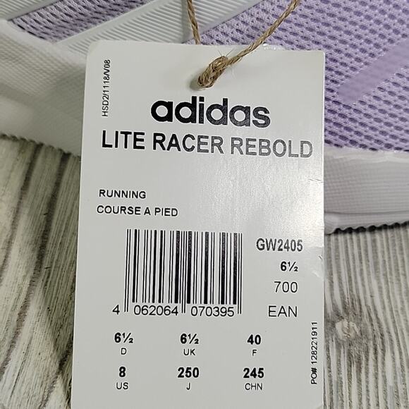 Adidas Lite Racer Rebold Purple Running Shoe Sneakers Womens 8 NEW - Picture 4 of 13